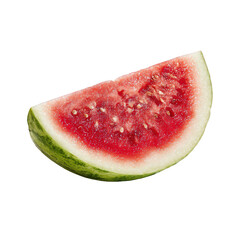 A delicious slice of ripe red watermelon summer fruit sweet juicy refreshing tasty healthy snack food photography image background isolated perfect for summertime on transparent background