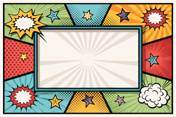 Design a thick, impactful comic book border featuring strong shadows and vibrant color accents.  The style should be bold and visually striking.