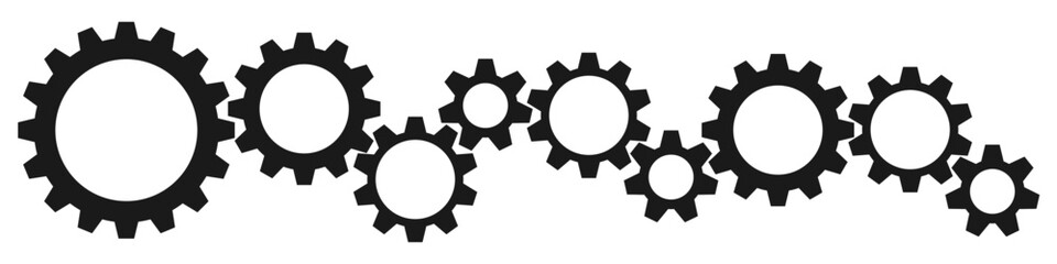 Gear cog chain vector for the intricate mechanics of interconnected gears and a chain. It's ideal for representing teamwork, industrial processes, or complex systems.