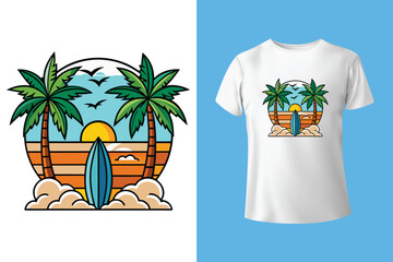 Surf Life Beach T-Shirt Design – Bold Wave and Board Rider Art for Summer Adventure Wear