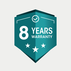 8 Years warranty Badge Sign illustration Vector.