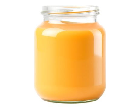 Baby food jar with orange fruit puree