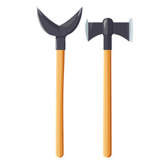 Shovel And Pickaxe 2D flat vector illustration, isolated on a white background.