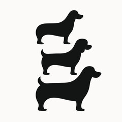 Three Dog Silhouettes Canine Breed Size Comparison Illustration