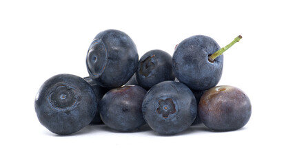Close-Up of Ripe Blueberries Isolated on a White Background