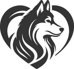 Husky dog vector illustration silhouette drawing