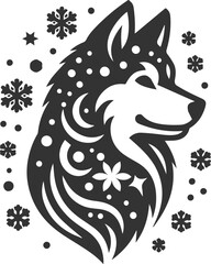 Husky dog vector illustration silhouette drawing