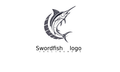 Obraz premium Simple Yet Strong Marlin Swordfish Logo Vector with Coastal Branding Style. Ideal for Fishing Gear Identity, Outdoor Apparel, and Sea-Themed Product Packaging.