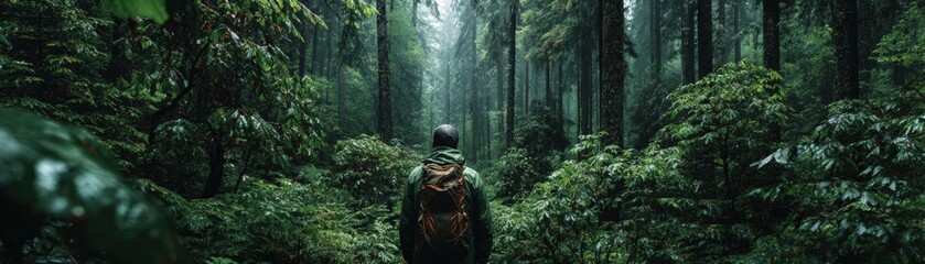 Fototapeta premium Embark on an eco-conscious journey through a dense forest