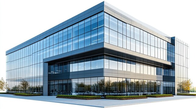 High-resolution PNG image of a modern office building on a transparent background for versatile usage