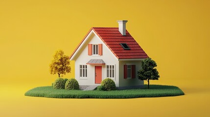 House architecture design in 3D illustration.