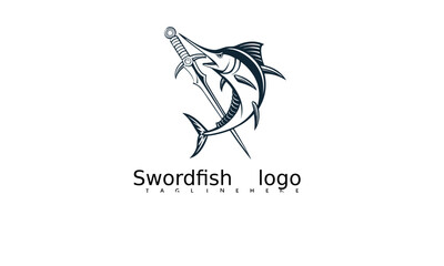 Dynamic Marlin Logo Vector for Sport Fishing and Oceanic Business Branding. Unique Swordfish Icon Template Suitable for Nautical Adventure, Seafood Restaurant, and Premium Brand Identity.

