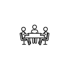 Meeting Icon: Business Teamwork, Conference, and Collaboration Concept - Line Art Illustration for Design, Presentation, and Website