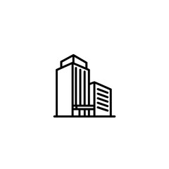Minimalist Line Art Illustration of Modern Office Buildings for Business and Corporate Concepts, Architectural Design with Clean Aesthetic