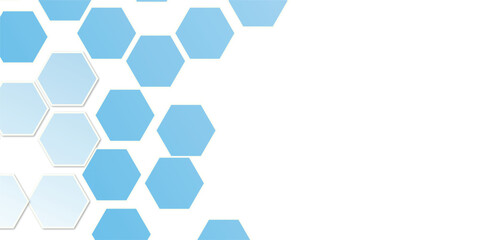 Geometric Technology Hexagons on Water Blue Color Background, Geometric Pattern with Gradient, Honeycomb Vector Illustration Background.
