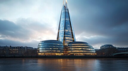 London skyscraper office building, modern corporate workspace for business meetings and professional work