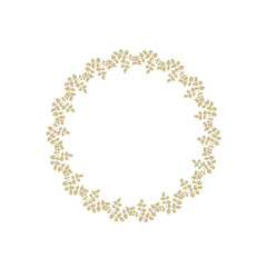 リーフ装飾線の円形茶色のフレーム　　グラフィック素材 