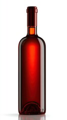 A beautifully designed red glass wine bottle, perfect for showcasing fine wines in a minimalist style. Ideal for product photography and marketing.