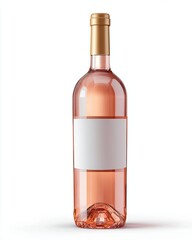 A bottle of elegant rose wine featuring a blank label, perfect for showcasing unique branding and designs in any wine-related promotional content.