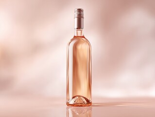 A sleek bottle of rose wine standing elegantly against a soft, blurred background, capturing the essence of relaxation and sophistication.