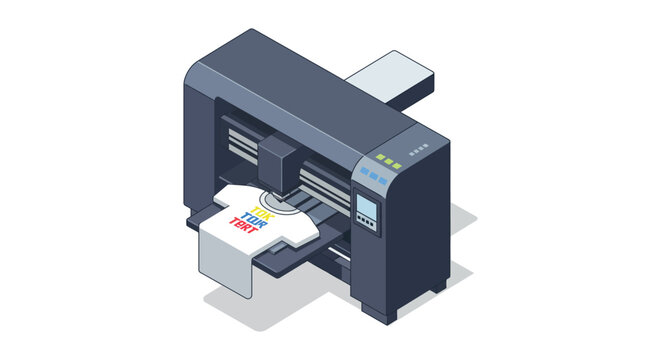 Custom t-shirt printing machine design for personalized apparel and branding vector illustration