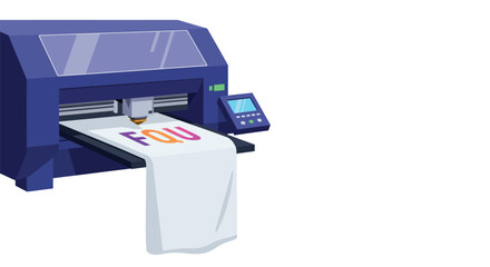 Modern digital fabric printer for custom apparel and textiles design vector illustration
