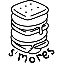 a vector of delicious smores in black and white coloring