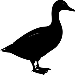 Duck icon vector, black silhouette isolated on clean background