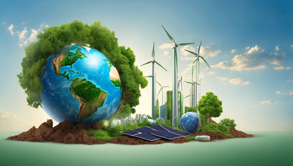The Concept of Development and Growth of the Economy, with a Digital Interface Representing Financial Progress and Trends