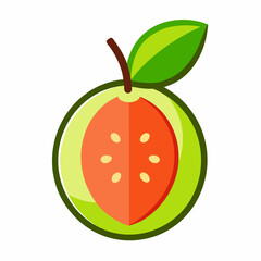 Guava Fruit Icon with White Background for Graphic Design Projects and Tropical Fruit Related Visuals in a Clean and Simple Style