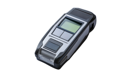 Breathalyzer alcohol tester for on-site safety checks, compact digital device, Transparent background, PNG file