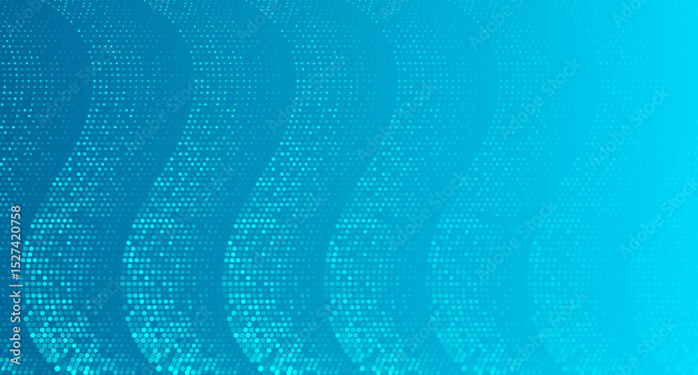 Poster bright blue minimal wavy dotted lines abstract background. geometric tech concept halftone vector de