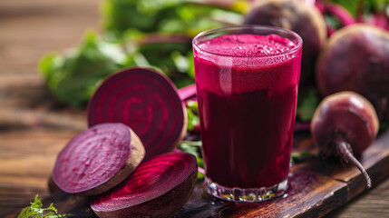 glass of beet juice, emphasizing freshness, health, and natural aesthetics. sense of health-conscious living, simplicity, and wellness.