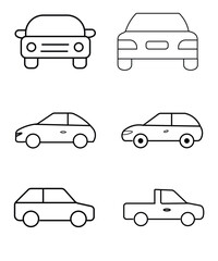 Fototapeta premium Car Type Outline Icons Set - Vector Transport Collection