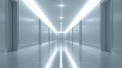 modern corridor with soft edges and diffused lighting creates serene atmosphere