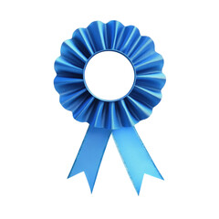 Isolated blue ribbon award rosette badge celebration achievement winner champion