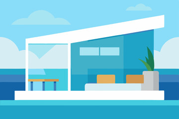 Modern Coastal House Design Architectural Illustration of a Stunning Seaside Home