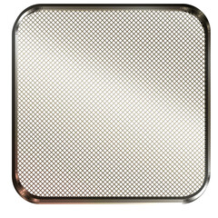 Metal, chrome stop button with mesh