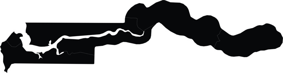 silhouette vector map of the gambia isolated on white background, west african country geography graphic