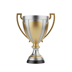 Gold and silver trophy cup, isolated on transparent background