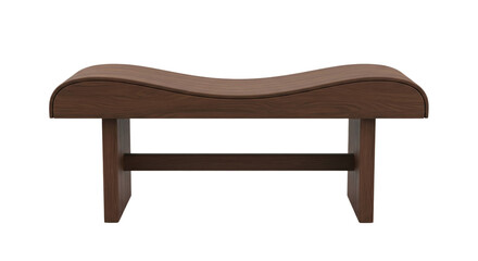 Wooden curved bench, isolated on transparent background