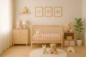 baby bedroom with teddy bear