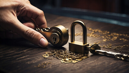 A Concept of Unlocking Business Security and Hacking, with a Digital Interface Representing Cybersecurity and Data Protection