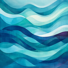 Dynamic ocean waves artwork abstract design gallery display serene environment close-up view fluidity concept