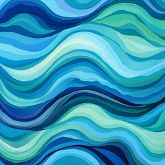 Flowing waves of blue abstract art digital illustration modern style vibrant colors artistic expression