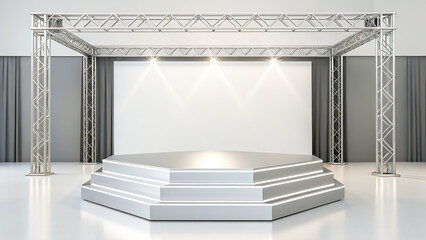Modern hexagon stage with metal truss and lighting