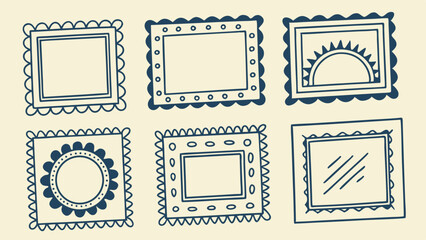 Collection of Six Decorative Hand-Drawn Frames