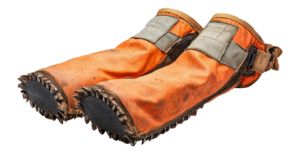 Chain saw chaps with Kevlar lining, forestry leg protection, Transparent background, PNG file