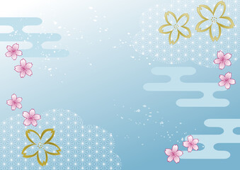 和風のシンプルなベクター背景素材（水色）