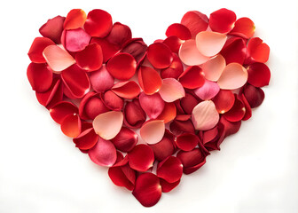 Beautiful red rose petals form a romantic heart shape, symbolizing love and beauty perfect for Valentine's Day or an anniversary celebration ai generated